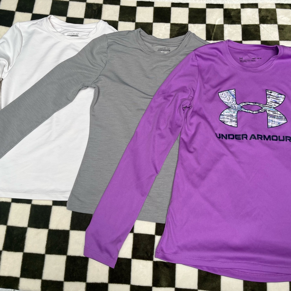 bcg and Under ArmourLong Sleeve ShirtsTrio in Purple, Gray & White